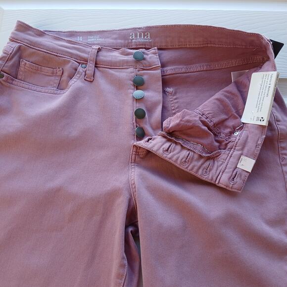 a.n.a. High-Rise Skinny Ankle Jeans 14 button fly Lilas Pink 33W x 26L NOS - Picture 4 of 15